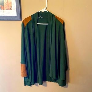 Staccato dark green cardigan with brown patches